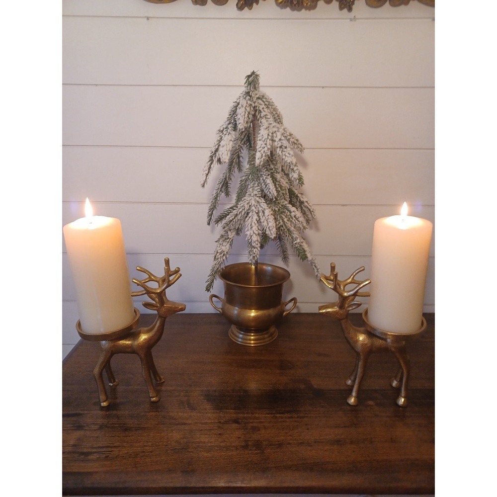 Brass reindeer candle holders